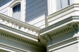Close-up of the house's original dentil molding and cornices