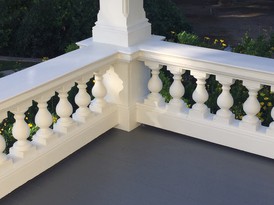 This carved balustrade is original to the front porch