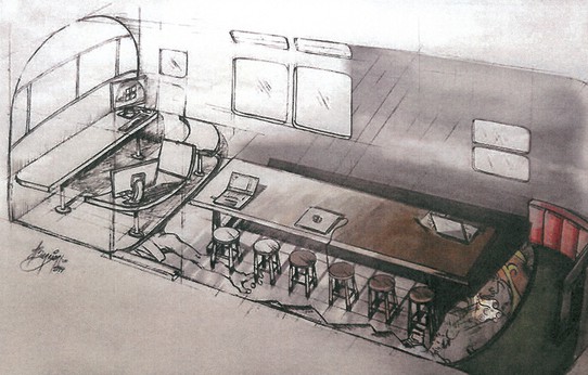 Artist's Sketch of the Interior of the Mobile Studio