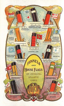 Diagram of ship funnels and house flags from the 1920s
