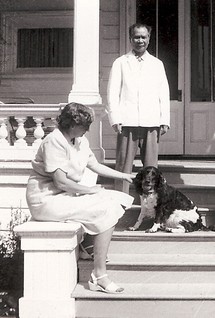 Dorothy and Lim on front porch of the Kirk-Farrington House - 1950s
